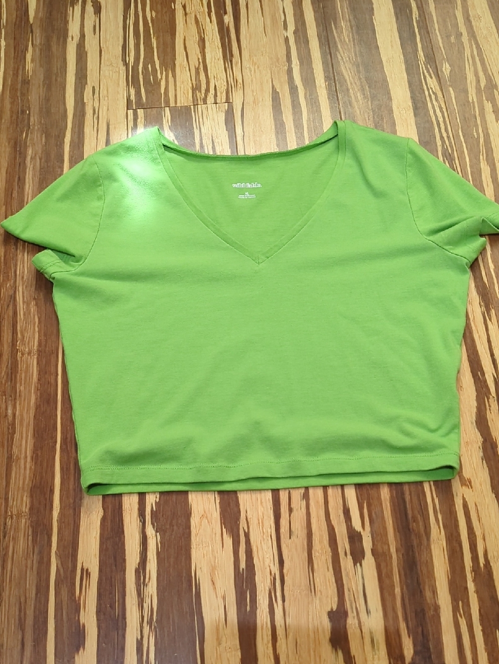 wild fable Bright Green V-Neck Crop Top